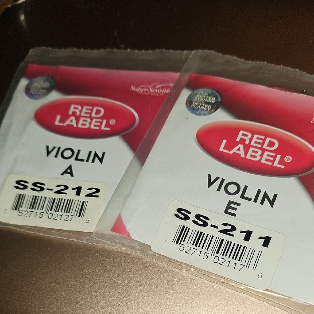 Red Label Violin Strings (A & E) - Red/White Packaging NWT